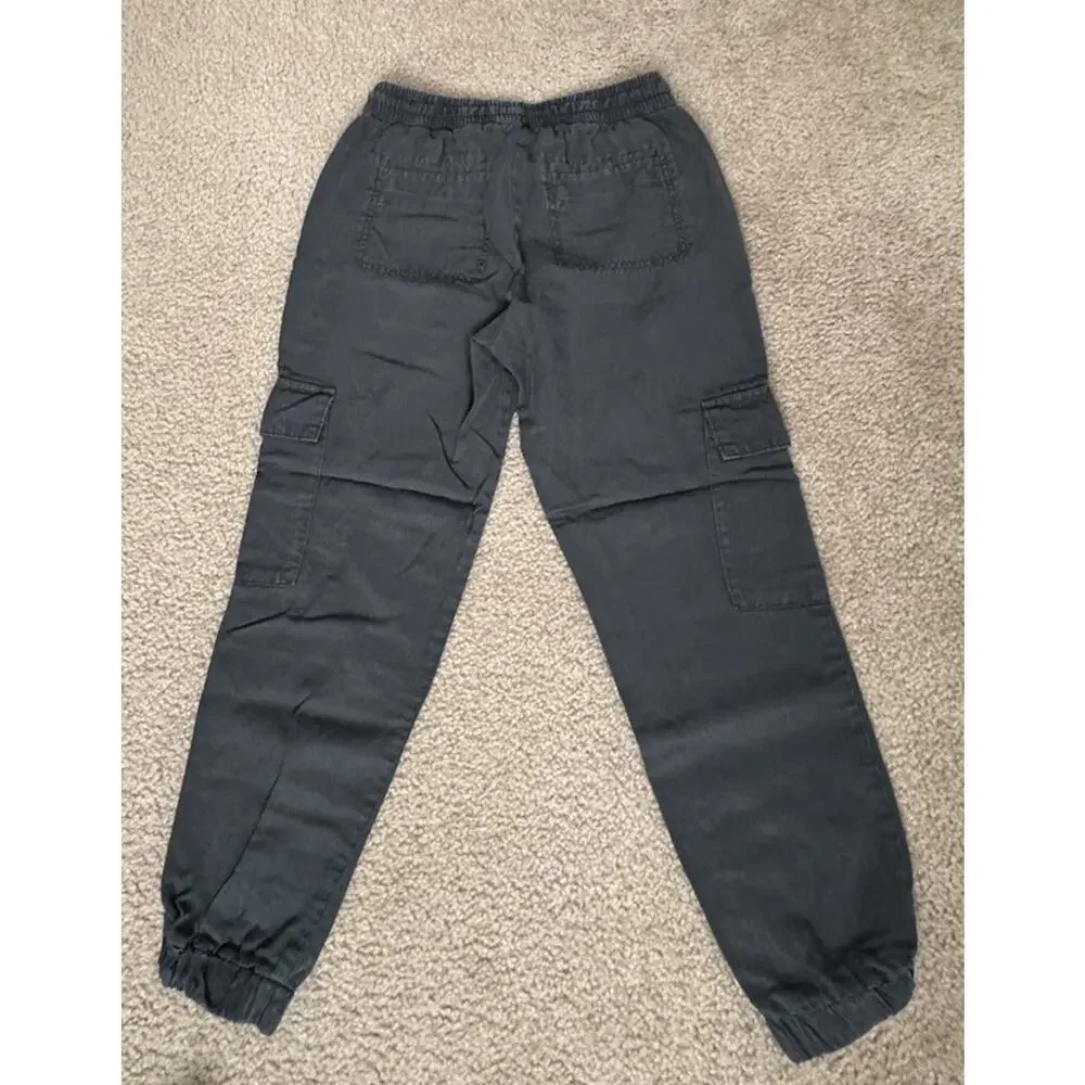 Banana Republic Petite XS Gray Luxe Lounge Cargo Jogger Pants Lyocell Linen